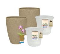 MePla - 2 pezzi - Vaso per orchidee 500 Lizzard Ø 14 tortora vaso orchidea ø 12, ambiente domestico di alta qualità