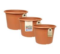 MePla - 3 pezzi Vaso da fiori Cilindro - vaso per piante rotondo - vaso da fiori resistente alle intemperie - vaso da fiori resistente ai raggi UV - vaso per piante - vaso - Ø 15 - Terracotta