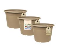 MePla - 3 pezzi Vaso da fiori Cilindro - vaso per piante rotondo - vaso da fiori resistente alle intemperie - vaso da fiori resistente ai raggi UV - vaso per piante - vaso - Ø 25 - Taupe