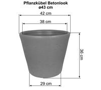 MePla - Plastica Fioriera IN Betonlook ø33-48 CM Leggera & Resistente Al Freddo