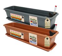 MePla - Set - Cassetta Da Balcone Con Irrigazione + Indicatore + Sottovaso