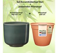 MePla - Set - Fioriera Bari + Kunststoffpflanztopf