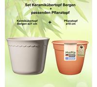 MePla - Set - Keramikübertopf Bergen + Kunststoffpflanztopf
