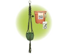 MePla - Set - Semaforo Macramè + Keramikübertopf Basel + Kunststoffpflanztopf