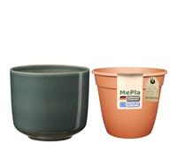 MePla - Set - Sk Soendgen Keramikübertopf Bari ø16 - Verde-Blu + Vaso per Piante ø14, Alta Qualità Ambiente Casa