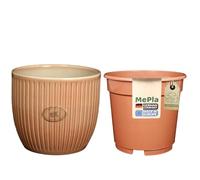 MePla - Set - Sk Soendgen Keramikübertopf Belice ø13 - Peach + Vaso per Coltura ø12, Alta Qualità Ambiente Casa