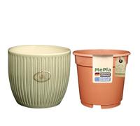 MePla - Set - Sk Soendgen Keramikübertopf Belice ø14 - Acquamarina + Vaso per Coltura ø13, Prezioso Ambiente Casa