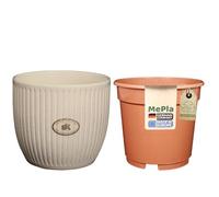 MePla - Set - Sk Soendgen Keramikübertopf Belice ø14 - Cocco + Vaso per Coltura ø13, Prezioso Ambiente Casa