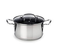 Mepra Pentola Profonda Sintesi 24 cm Acciaio Inox 18/10 con Coperchio in Vetro Adatta all'induzione