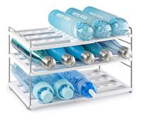 mepure Organizer estensibile per bottiglie d'acqua, portabottiglie regolabile per cucina e armadio, portabottiglie a 3 ripiani per bottiglie d'acqua multifunzionali, bianco