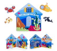 meqbem Pantaworlds | Quiet Book My Blue Ocean, Libro Montessori Interattivo per Bambini in Feltro, Libro Sensoriale, Gioco Educativo | Idea Regalo Bambini | Certificato CE | Ambientazione Oceano