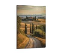 MEQKTQIMA Poster da parete su tela con paesaggio rurale con paesaggio rurale con colline toscane maniero tramonto paesaggio decorativo moderno per la camera da letto 40 x 60 cm