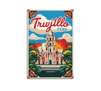 MEQKTQIMA Poster da parete su tela con vista sulla chiesa di Trujillo, con vista sulla città, stile vintage, motivo viaggi in città e in stile moderno, per camera da letto, 30 x 45 cm