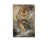 MEQKTQIMA Poster da parete su tela dipinta a mano con tigre tra le onde, decorazione moderna per la camera da letto 30 x 45 cm