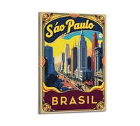 MEQKTQIMA Poster da parete su tela, motivo: città di San Paolo, Brasile, con vista sulla città, stile vintage, decorazione moderna per camera da letto, 20 x 30 cm