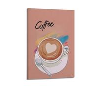 MEQKTQIMA Poster decorativo da parete su tela con disegni a forma di tazza di caffè con tratti colorati, decorazione moderna per la camera da letto, 50 x 75 cm