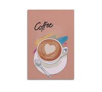 MEQKTQIMA Poster decorativo da parete su tela con disegni a forma di tazza di caffè con tratti colorati, decorazione moderna per la camera da letto, 50 x 75 cm