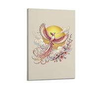 MEQKTQIMA Poster decorativo da parete su tela con fenice in stile cinese con animali e decorazione moderna per la camera da letto (50 x 75 cm)