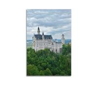 MEQKTQIMA Poster decorativo da parete su tela con immagine di castello di Neuschwanstein, Germania, Baviera, foresta, montagna, fiaba, paesaggio da favola, decorazione moderna per camera da letto, 20