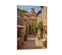 MEQKTQIMA Poster decorativo da parete su tela con vicolo di pietra, stile francese, vintage, chiesa, città, viaggi, decorazione moderna per camera da letto, 30 x 45 cm