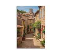 MEQKTQIMA Poster decorativo da parete su tela con vicolo di pietra, stile francese, vintage, chiesa, città, viaggi, decorazione moderna per camera da letto, 20 x 30 cm