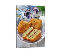 MEQKTQIMA Poster decorativo da parete su tela, motivo: torte fritte con uova ed erbe aromatiche, decorazione moderna per camera da letto, 20 x 30 cm