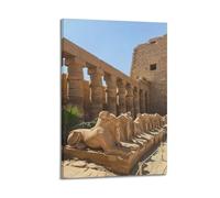 MEQKTQIMA Poster decorativo da parete su tela, tempio di Luxor, testa di ariete, sfinge, antiche rovine, paesaggio decorativo, decorazione moderna per camera da letto, 60 x 90 cm