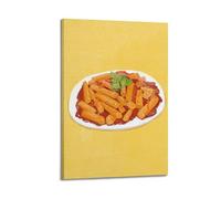 MEQKTQIMA Poster su tela con scritta in lingua inglese "Food Spicy Spicy Stir Fritti", motivo torte di riso fritte e decorazione moderna per la camera da letto, 50 x 75 cm