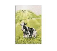 MEQKTQIMA Stampa artistica da parete su tela, motivo: mucca pastorale, stile acquerello, decorazione moderna per camera da letto, 30 x 45 cm