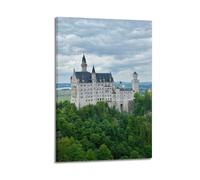 MEQKTQIMA Stampa decorativa su tela con immagine di castello di Neuschwanstein, Germania, Baviera, foresta, montagna, fiaba, paesaggio, decorazione moderna per camera da letto, 50 x 75 cm