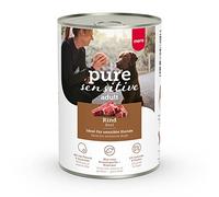 MERA Pure Sensitive Manzo (6 x 400 g), cibo per cani bagnato ad alto contenuto di carne e senza cereali, cibo umido al 100% di proteine animali per cani sensibili, proteine singole