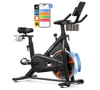 MERACH Cyclette da Casa con Resistenza Magnetica, Bicicletta da Appartamento Silenziosa con Sella a Cuscino d’Aria Ammortizzante, Schermo LCD, App Esclusiva, Telaio a H Stabile, Carico fino a 150KG