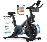 MERACH Cyclette da Casa con Resistenza Regolabile, Bicicletta da Appartamento Silenziosa con Schermo LED Migliorata, Sedile Comodo e Grande, App Esclusiva, Aerobica Domestica, Capacità Massima 136KG