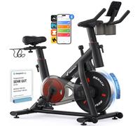 MERACH Cyclette da Casa con Resistenza Regolabile, Bicicletta da Appartamento Silenziosa con Schermo LED Migliorata, Sedile Comodo e Grande, App Esclusiva, Aerobica Domestica, Capacità Massima 136KG