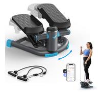 MERACH Mini Stepper Fitness 2 in 1 per la Casa,Altalena Silenziosa Twister da 150 kg con Display LCD e Fasce di Resistenza,per Allenamento di Gambe,Braccia e Glutei