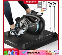 MERACH Sotto la scrivania Pedale per bici Esercitatore Mini bici magnetica silenziosa con app per il recupero delle gambe del braccio Terapia fisica Scrivania per piedi lisci S04B1