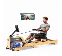 MERACH Vogatore ad acqua pieghevole, quercia rossa, seduta comoda, app dedicata, mappa interattiva, esperienza di canottaggio immersiva, retroilluminazione a LED (R23O1)