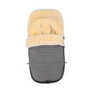 Merauno Sacco nanna in pelliccia di agnello, morbido, sacco nanna per passeggino, antivento, impermeabile, termoregolante, chiusura lampo completa, 90 x 50 cm (grigio chiaro melange)