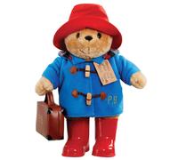 Meraviglioso grande orso Paddington con stivali, cappotto ricamato e valigia gra