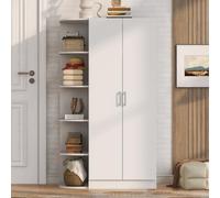 Merax Armadio 90 × 55 × 170 cm, a 2 ante, con ripiani e cassetti, grande spazio per vestiti, scarpe e accessori, per camera da letto e spogliatoio