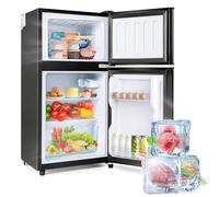 Merax Frigorifero retrò, piccolo con congelatore, a due porte, con 60 litri di volume totale, 22 litri, 102 kWh/anno, -27°C ~ 13°C, luce LED, nero