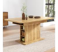Merax Tavolo da pranzo allungabile con vano portaoggetti, tavolo da pranzo rettangolare moderno semplice tavolo da pranzo in ferro, tavolo da pranzo multifunzionale salvaspazio, naturale/L110/130 x