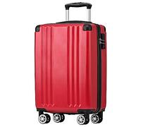 Merax Valigia rigida trolley trolley valigia da viaggio bagaglio a mano, lucchetto TSA, 4 ruote, manico telescopico, materiale ABS, M-56,5 x 37,5 x 22,5 cm, rosso, Colore: rosso, m, Valigetta rigida