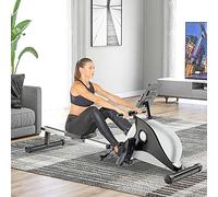 Merax Vogatore magnetico vogatore pieghevole 8 livelli di resistenza magnetica, schermo LCD, silenzioso, guide in alluminio con supporto per tablet