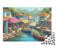 Mercato del Canale Jigsaw Puzzle 1000 Pezzi Materiale Riciclato Città Tropicale Puzzles per Ragazzi e Ragazze di 6 Anni in Su Attività di Gioco Familiare Divertente e Stimolante 52x38cm/1000pcs