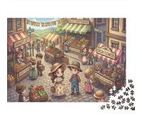 Mercato della città chibi Puzzle 1000 Pezzi,Antistress,Sfida Impossibile,dai 14 Anni,Adulti E Ragazzi,Decorazione Casa,Idea Regalo,Cartone Di Qualità,Gioco Educativo 70x50cm