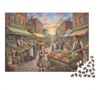 Mercato della città d'epoca Puzzle 1000 Pezzi,Cartone Di Qualità,Gioco Educativo,Sfida Impossibile,Idea Regalo,Decorazione Casa,Adulti E Ragazzi,dai 14 Anni,Antistress 70x50cm