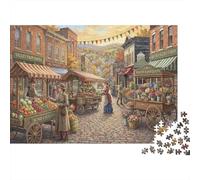 Mercato della città d'epoca Puzzle 1000 Pezzi,Idea Regalo,Decorazione Casa,dai 14 Anni,Adulti E Ragazzi,Cartone Di Qualità,Sfida Impossibile,Gioco Educativo,Antistress 70x50cm
