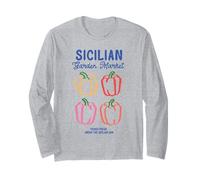 Mercato Giardino Siciliano Peperoni Retro Farmers Market Veggie Maglia a Manica