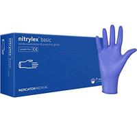 MERCATOR MEDICAL Nitrylex Basic Guanti Nitrile Monouso, da Esame Protettivi, Senza Polvere, Non Sterili, Colore Blu, Taglia L (8-9), Ambidestri, Punta Dita Texturizzata, Dispenser Box 100 Pz